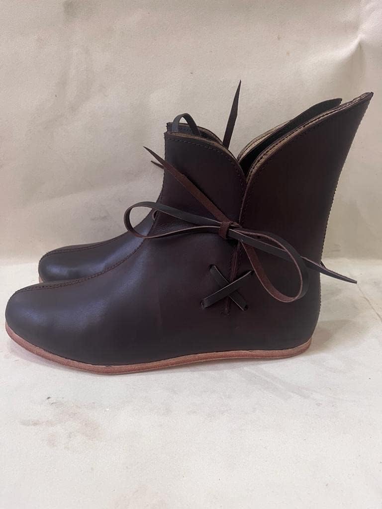Medieval leather short boot leather brown boot lasses Boot